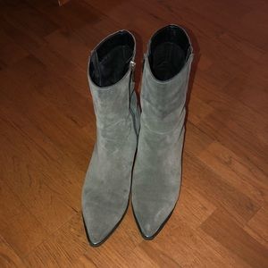 SAM EDELMAN GREY SUEDE LOW BOOTS